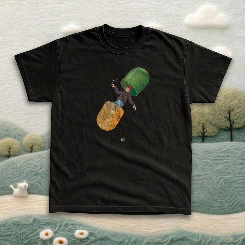 Gildan Surreal Floating Pill Black Unisex Tee